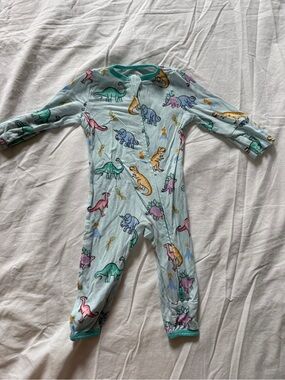 Bamboo free birdees Light Blue Dino Print Kids One-Piece Pajamas